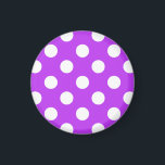 White polka dots on bright purple magnet<br><div class="desc">White polka dots on bright purple</div>