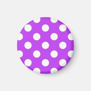 White polka dots on bright purple magnet