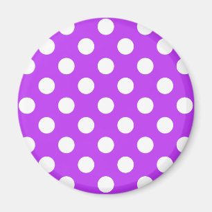 White polka dots on bright purple magnet