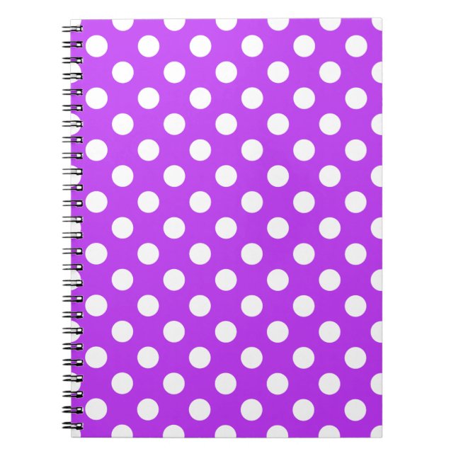 White polka dots on bright purple notebook (Front)