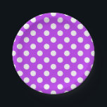 White polka dots on bright purple paper plate<br><div class="desc">White polka dots on bright purple</div>