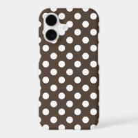 White polka dots on brown