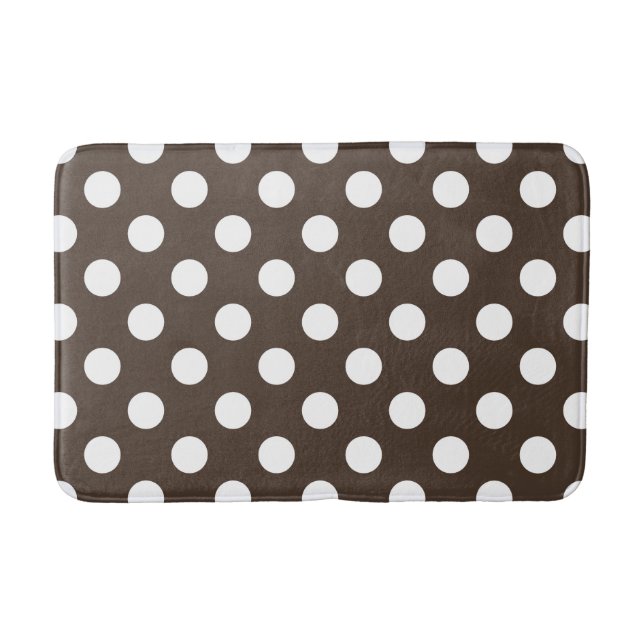 White polka dots on brown bath mat (Front)
