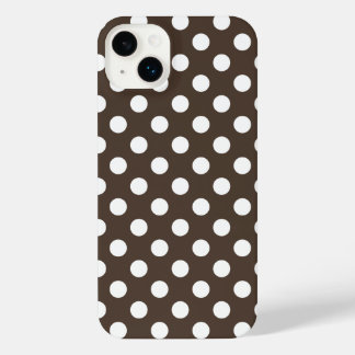 White polka dots on brown iPhone 14 plus case