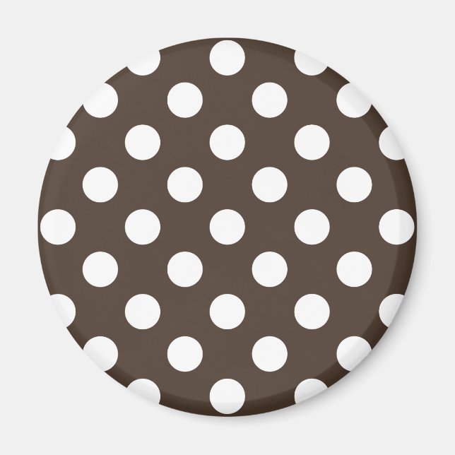White polka dots on brown magnet (Front)