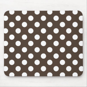 White polka dots on brown mouse pad