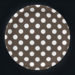 White polka dots on brown paper plate<br><div class="desc">White polka dots on brown</div>