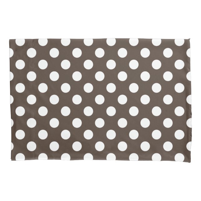 White polka dots on brown pillowcase (Front)