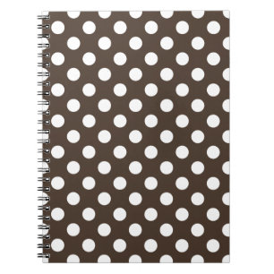 White polka dots on brown spiral notebook