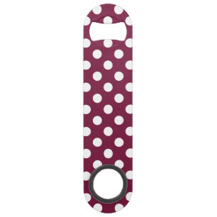 White polka dots on burgundy