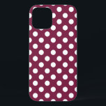 White polka dots on burgundy iPhone 12 case<br><div class="desc">White polka dots on burgundy</div>