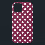 White polka dots on burgundy iPhone 12 case<br><div class="desc">White polka dots on burgundy</div>