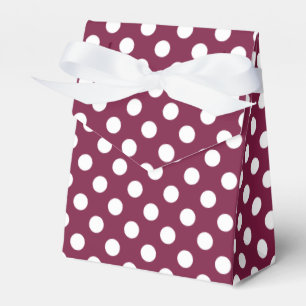 White polka dots on burgundy favour box