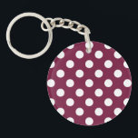White polka dots on burgundy key ring<br><div class="desc">White polka dots on burgundy</div>