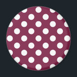 White polka dots on burgundy magnet<br><div class="desc">White polka dots on burgundy</div>