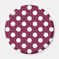 White polka dots on burgundy
