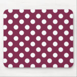 White polka dots on burgundy mouse pad<br><div class="desc">White polka dots on burgundy</div>