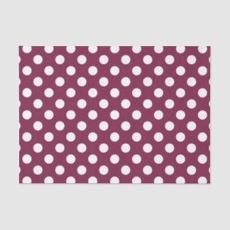 White polka dots on burgundy tissue paper