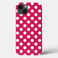 White polka dots on cerise Case-Mate iPhone case