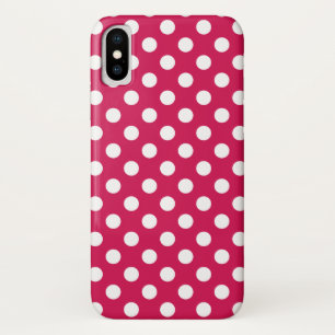 White polka dots on cerise Case-Mate iPhone case