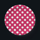 White polka dots on cerise paper plate<br><div class="desc">White polka dots on cerise</div>