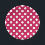 White polka dots on cerise paper plate<br><div class="desc">White polka dots on cerise</div>
