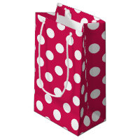 White polka dots on cerise