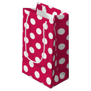 White polka dots on cerise small gift bag