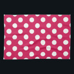 White polka dots on cerise tea towel<br><div class="desc">White polka dots on cerise</div>