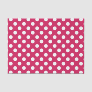 White polka dots on cerise tissue paper