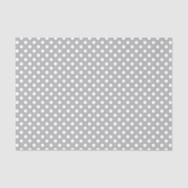 White Polka Dots on Chrome Grey Background Tissue Paper (Front)