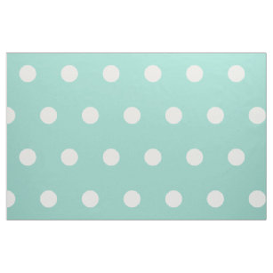 White Polka Dots on Cool Aqua Fabric