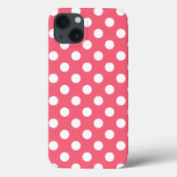 White polka dots on coral Case-Mate iPhone case