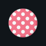 White polka dots on coral magnet<br><div class="desc">White polka dots on coral</div>