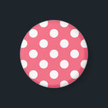 White polka dots on coral magnet<br><div class="desc">White polka dots on coral</div>