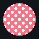 White polka dots on coral magnet<br><div class="desc">White polka dots on coral</div>