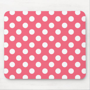 White polka dots on coral mouse pad