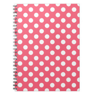 White polka dots on coral spiral notebook