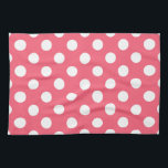 White polka dots on coral tea towel<br><div class="desc">White polka dots on coral</div>