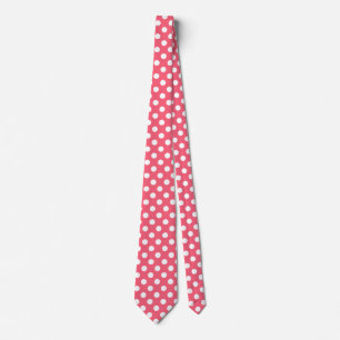 White polka dots on coral tie