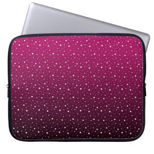 White polka dots on crimson and black gradient. laptop sleeve