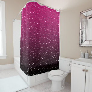 White polka dots on crimson and black gradient. shower curtain