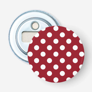 White Polka Dots on Crimson Red Bottle Opener