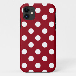 White Polka Dots on Crimson Red Case-Mate iPhone Case
