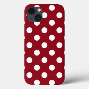 White Polka Dots on Crimson Red iPhone 13 Case
