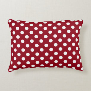 White Polka Dots on Crimson Red Decorative Cushion
