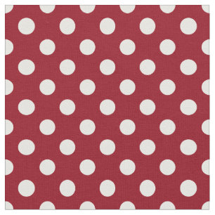 White Polka Dots on Crimson Red Fabric