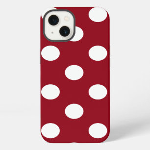 White Polka Dots on Crimson Red iPhone 13 Case
