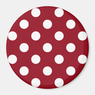White Polka Dots on Crimson Red Magnet