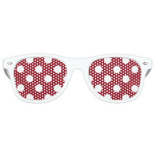 White Polka Dots on Crimson Red Retro Sunglasses